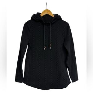 Warehouse One Black Hooded Pullover Sweater Small